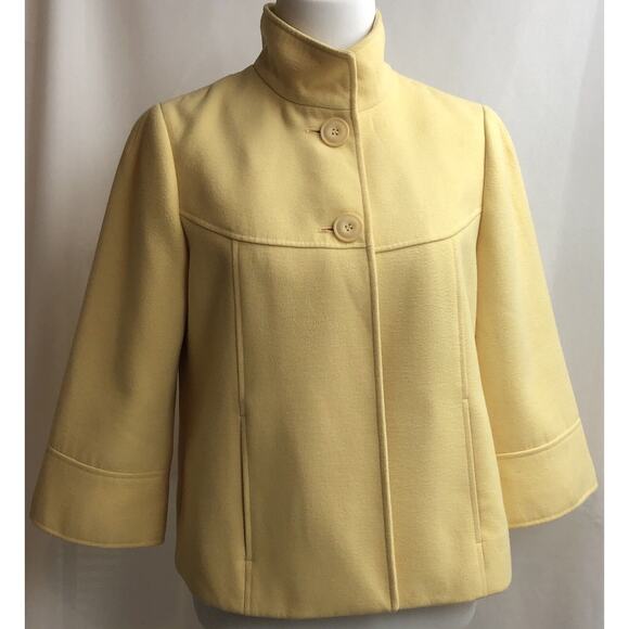 Chicos Coat Women Size 0 Yellow Cape Jacket 3/4 Sleeve Pockets Work Casual - Picture 1 of 12